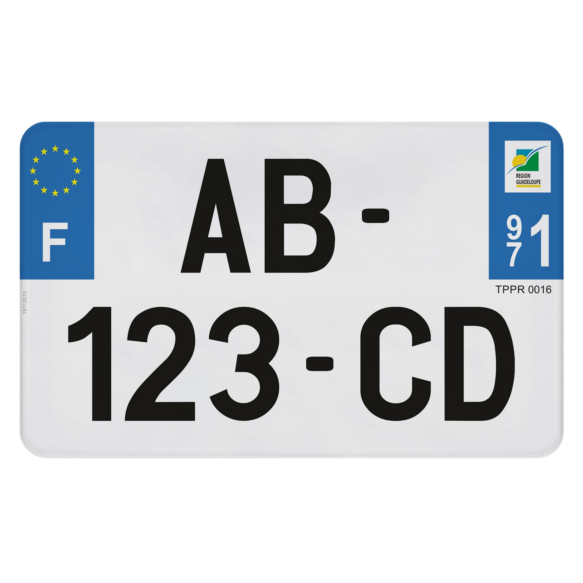 Plaque d'immatriculation Guadeloupe (971) pour MOTO en 210x130