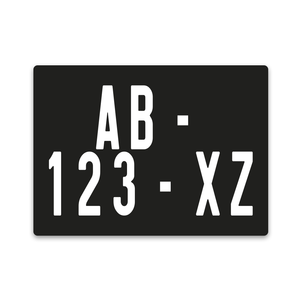 Plaque auto plexi noire longue 52x11 caractères blancs