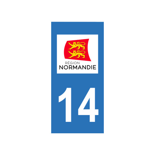 Lot 4 Autocollants plaque immatriculation voiture auto département 14  Calvados Logo Région Normandie Noir & F France Europe