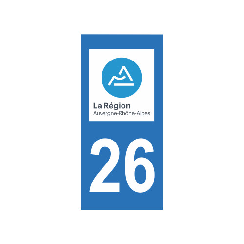 Autocollants Plaque Immatriculation 26 Drôme - Lot De 4 Stickers Officiels Angle Droit