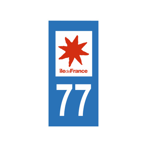 Aufkleber Für Nummernschild – Departement 77 Seine-et-Marne, Schwarz, 2er Set, 45x100 Mm, UV-geschützt