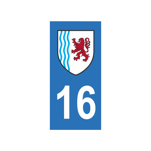 Lot De 4 Stickers Département 16 Charente Pour Plaque D'Immatriculation - Vinyle Résistant, Garantie 7 Ans - 1