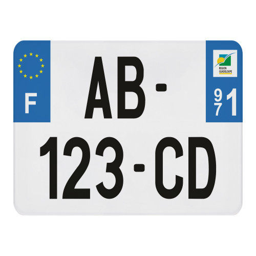Autocollants Plaque Immatriculation Moto 971 Guadeloupe - 2 Stickers Vinyle Haute Tenue, Dimensions 60x30 Mm, Fabrication Française