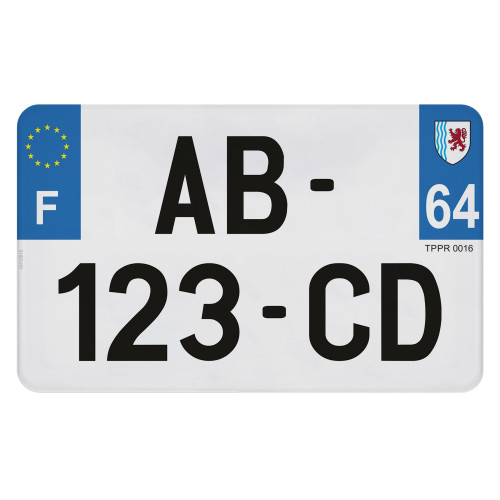 Autocollants Département 64 Pyrénées-Atlantique - Lot De 4 Stickers Noirs Pour Plaque Immatriculation - Garantie 7 Ans