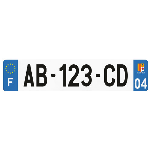 Lot De 4 Autocollants Plaque Immatriculation Département 04 Alpes-de-Haute-Provence - Noir, Région SUD