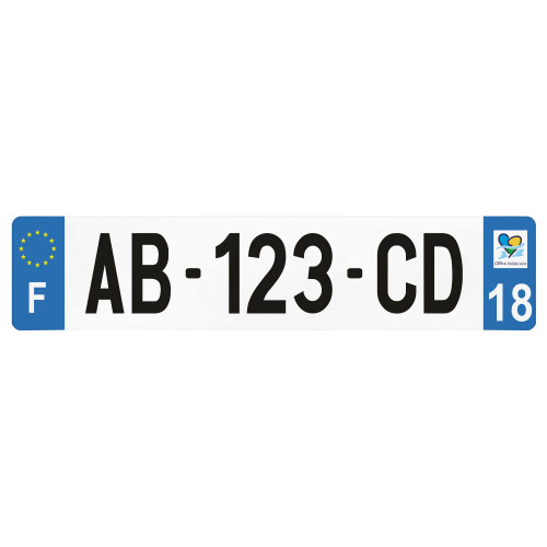 Plaque d'immatriculation Cher (18) pour AUTO en 455x100