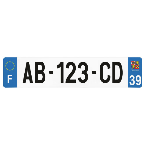 Plaque d'immatriculation Jura (39) pour AUTO en 455x100