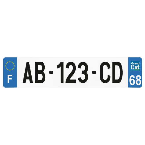 Plaque d'immatriculation HautRhin (68) pour AUTO en 455x100