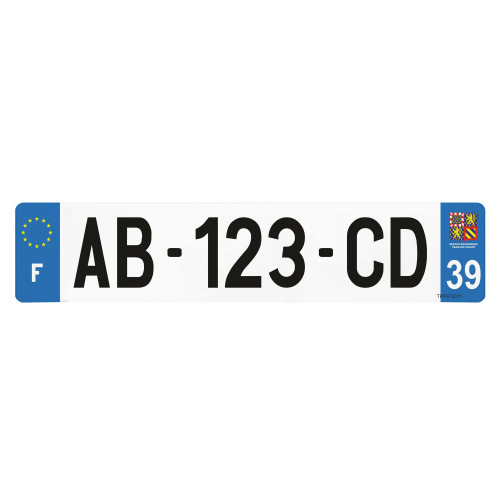 Plaque d'immatriculation Jura (39) pour AUTO en 520x110