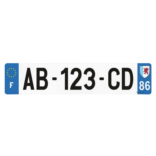 2 Stickers Plaques Auto Départementales - Logo Numéro 86 (Vienne), Décoration Voiture, Fabriqué En France