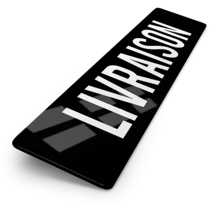 Plaque signalétique plexiglas noire personnalisée 52x11cm