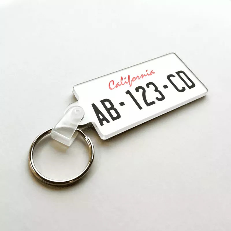 Porte clé plaque immatriculation USA personnalisé - 1 ligne