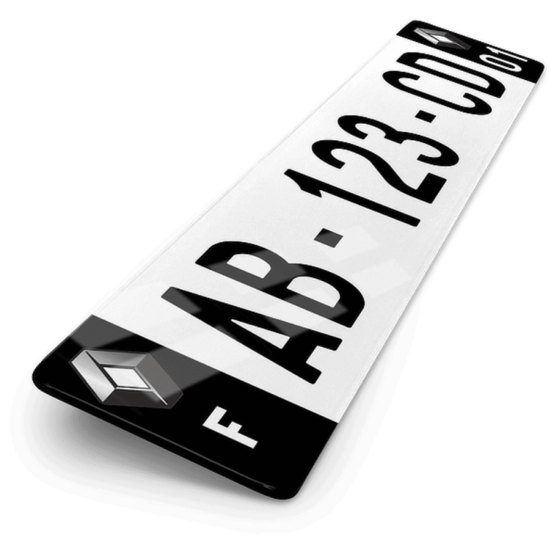 Plaque Auto Renault Double Logos Cotés Noirs - 52x11 cm Plaque Auto Renault Double Logos Cotés Noirs - 52x11 cm