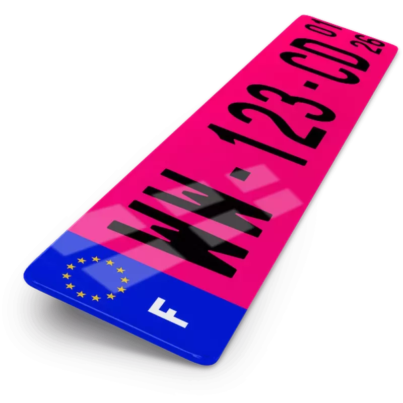 Plaque d’immatriculation provisoire WW rose (nouveau modèle 2026)