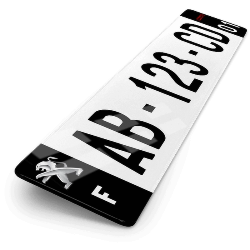 Plaque Auto Peugeot Double Logos Cotés Noirs - 52x11 cm Plaque Auto Peugeot Double Logos Cotés Noirs - 52x11 cm