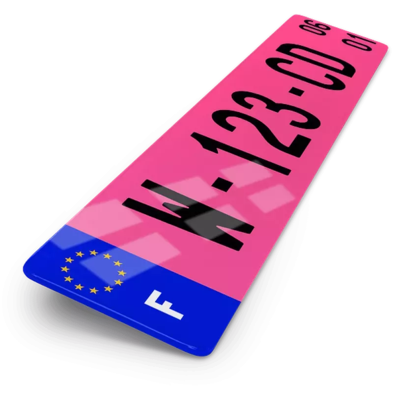 Plaque Immatriculation Auto 52x11 cm - W Garage rose