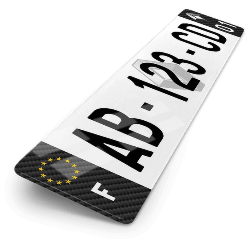 Plaque Auto Renault Logo Fond Cotés Carbone - 52x11 cm Plaque Auto Renault Logo Fond Cotés Carbone - 52x11 cm