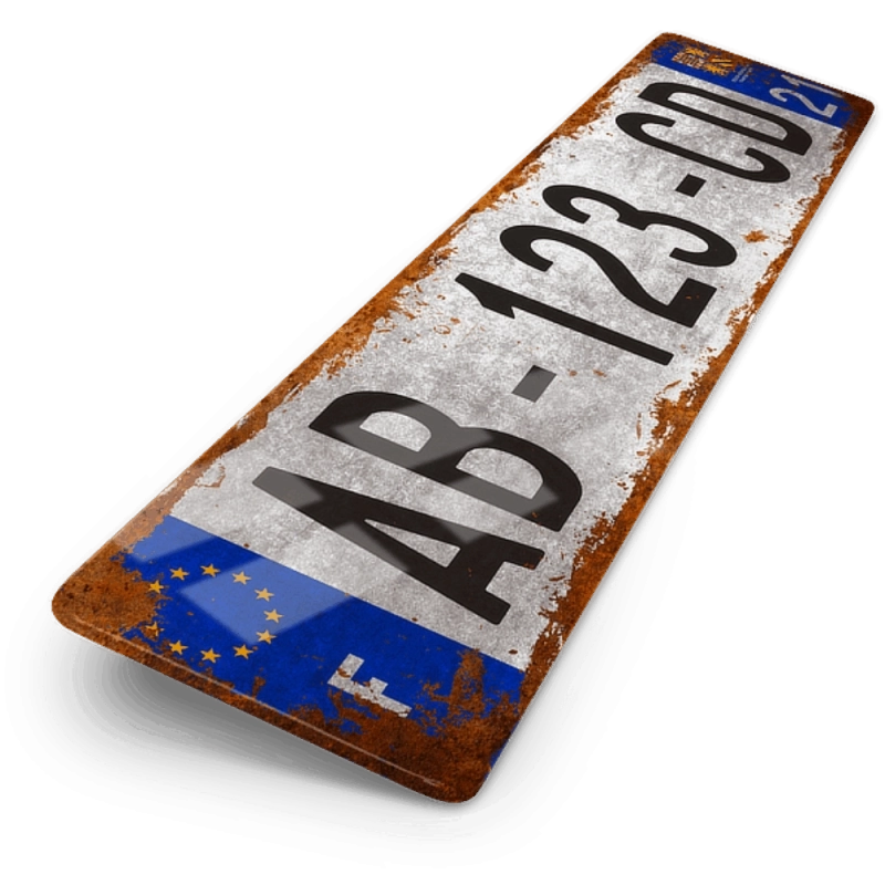Plaque Immatriculation Auto 52x11 (Effet Vintage)