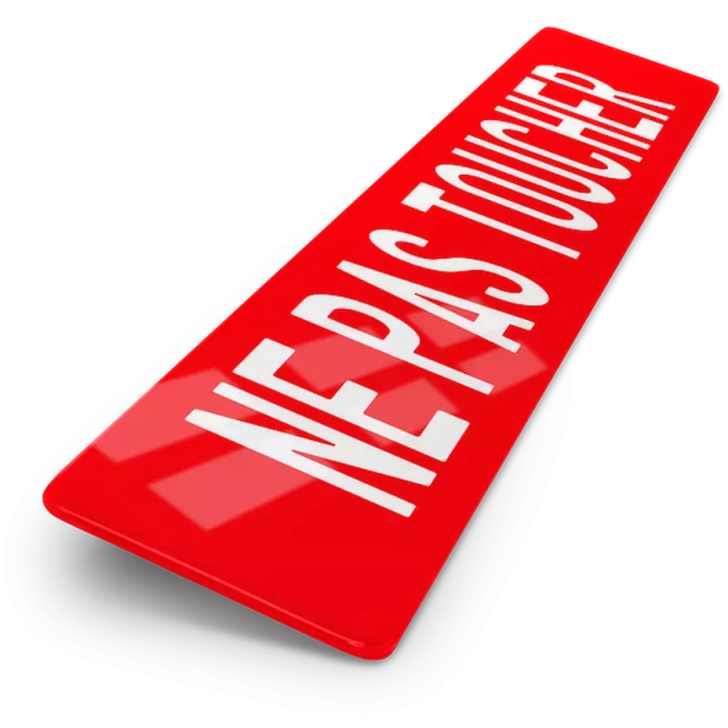 Plaque signalétique plexiglas "Ne pas toucher" personnalisée 52x11cm