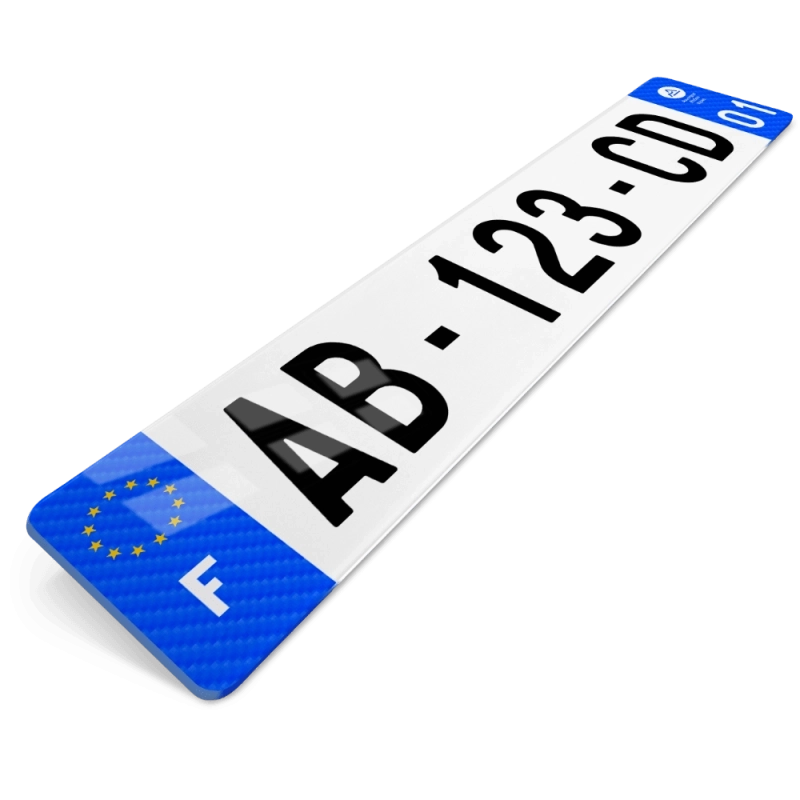 Plaque Auto Effet Carbone Bleu 45.5x10 cm Plaque Auto Effet Carbone Bleu 45.5x10 cm
