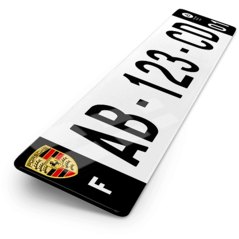 Plaque Auto Porsche Logo 3 Cotés Noirs - 52x11 cm Plaque Auto Porsche Logo 3 Cotés Noirs - 52x11 cm