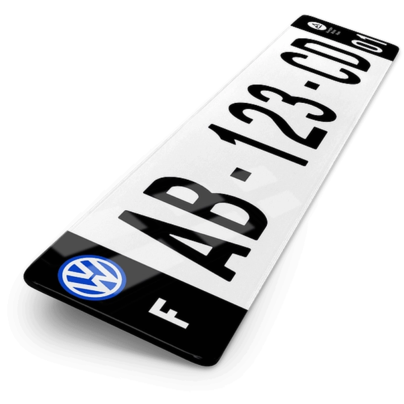 Plaque Auto Volkswagen Logo 2 Cotés Noirs - 52x11 cm Plaque Auto Volkswagen Logo 2 Cotés Noirs - 52x11 cm