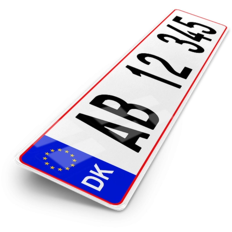 Plaque Auto 52x11 cm - PAYS Danemark