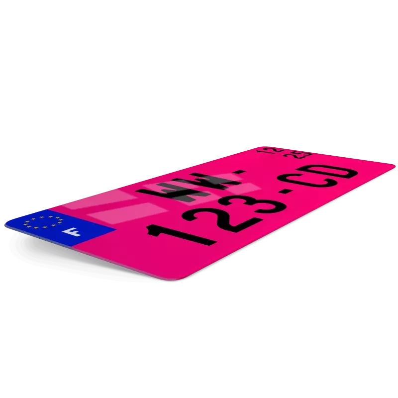 Plaque d’immatriculation provisoire WW rose format USA 30x15 (nouveau modèle 2026)