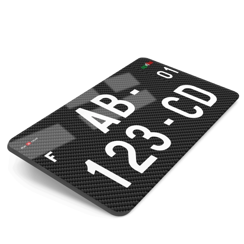 Plaque Moto Aprilia Carbone Double Logos - 21x13 cm Plaque Moto Aprilia Carbone Double Logos - 21x13 cm
