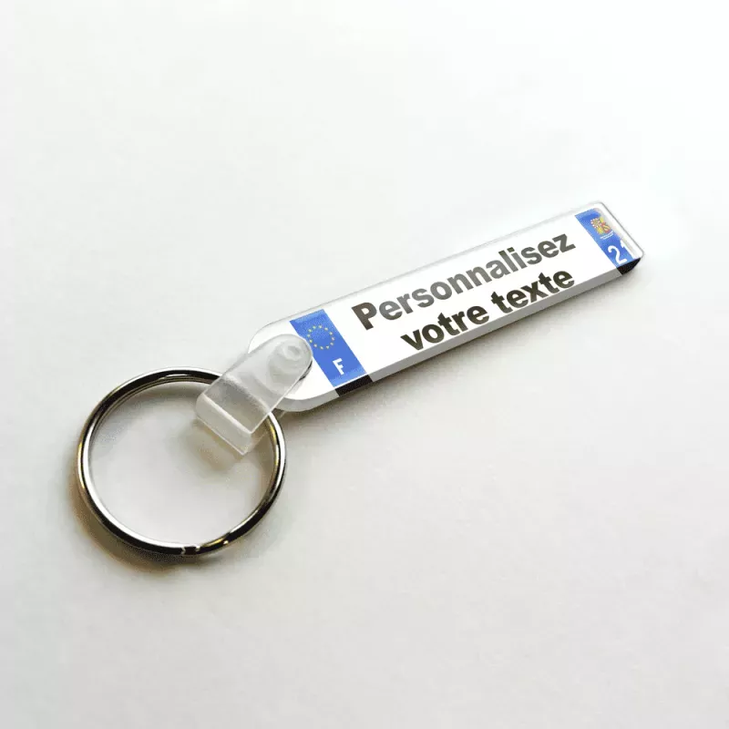 Porte clé plaque immatriculation personnalisé - 2 lignes Porte clé plaque immatriculation personnalisé - 2 lignes