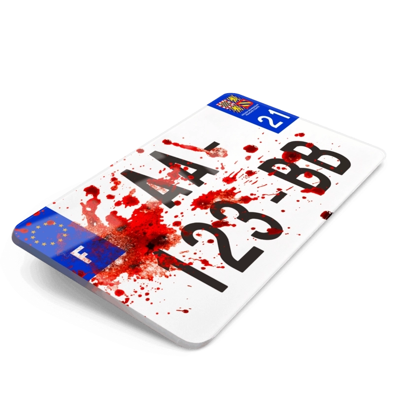 Plaque Immatriculation Moto 21x13 (Effet Sang) Plaque Immatriculation Moto 21x13 (Effet Sang)