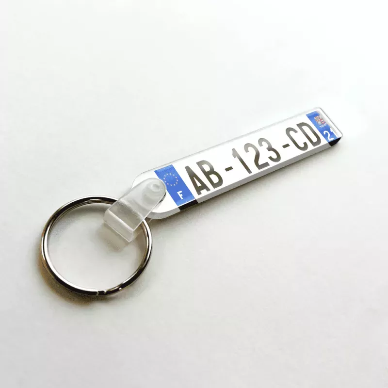 Porte clé plaque immatriculation personnalisé - 1 ligne