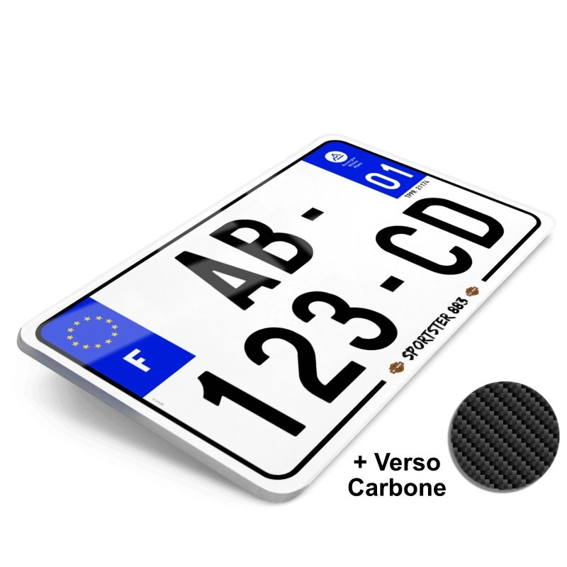Plaque Immatriculation Moto 21x13 - Harley + Verso Carbone Plaque Immatriculation Moto 21x13 - Harley + Verso Carbone