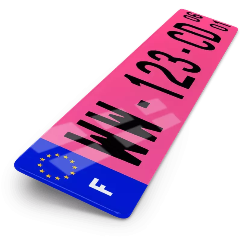Plaque Immatriculation Auto 52x11 cm - WW provisoire rose