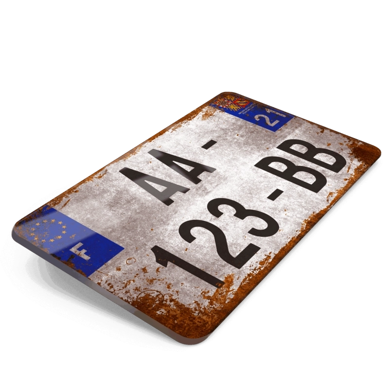 Plaque Immatriculation Moto 21x13 (Effet Vintage) Plaque Immatriculation Moto 21x13 (Effet Vintage)