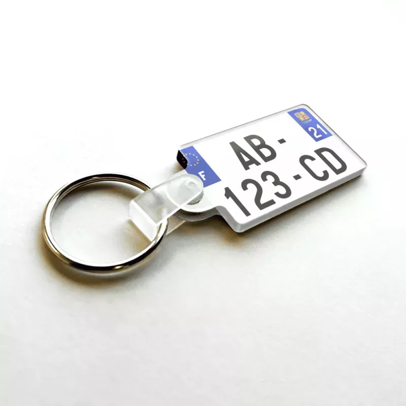 Porte clé plaque immatriculation moto personnalisé - 2 lignes