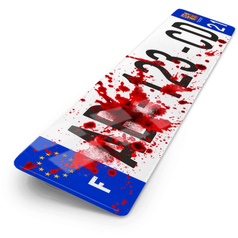 Plaque Immatriculation Auto 52x11 (Effet Sang) Plaque Immatriculation Auto 52x11 (Effet Sang)