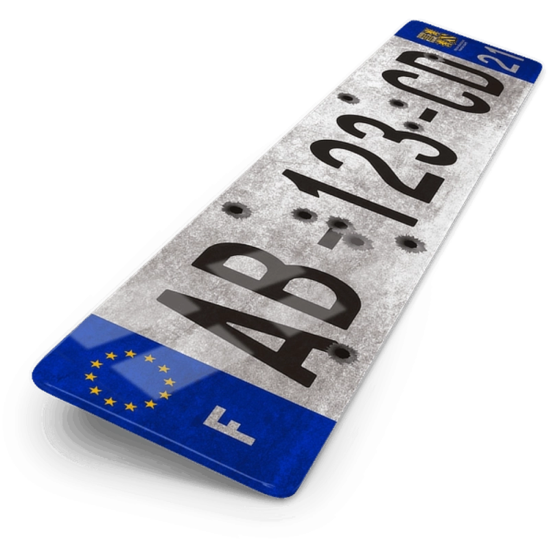 Plaque Immatriculation Auto 52x11 (Effet Balles) Plaque Immatriculation Auto 52x11 (Effet Balles)