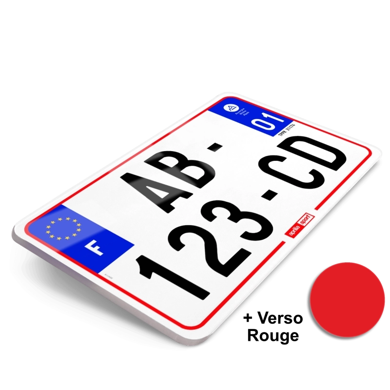 Plaque Immatriculation Moto 21x13 - Aprilia + Verso Rouge Plaque Immatriculation Moto 21x13 - Aprilia + Verso Rouge