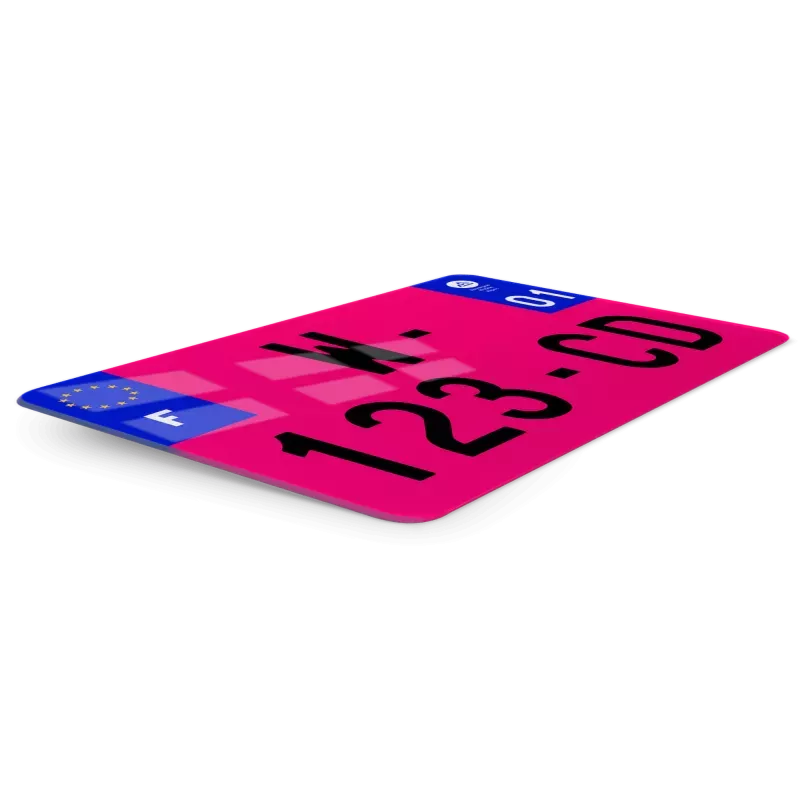 Plaque d’immatriculation 4x4 W garage rose format 27,5x20 (nouveau modèle 2026)