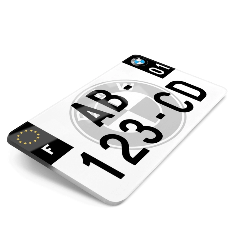 Plaque Moto BMW Fond Logo Cotés Noir - 21x13 cm Plaque Moto BMW Fond Logo Cotés Noir - 21x13 cm