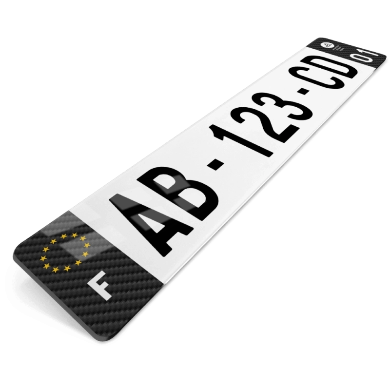 Plaque Auto Effet Carbone Noir 45.5x10 cm Plaque Auto Effet Carbone Noir 45.5x10 cm